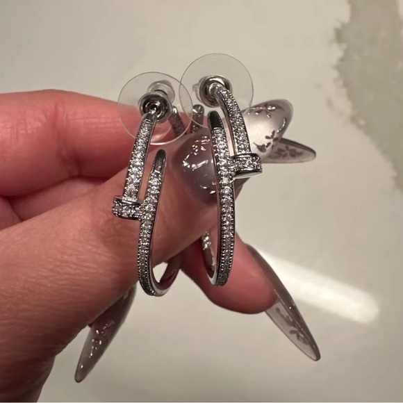 Just Un Clou Silver Crystal Nail Earrings - Picture 1 of 14